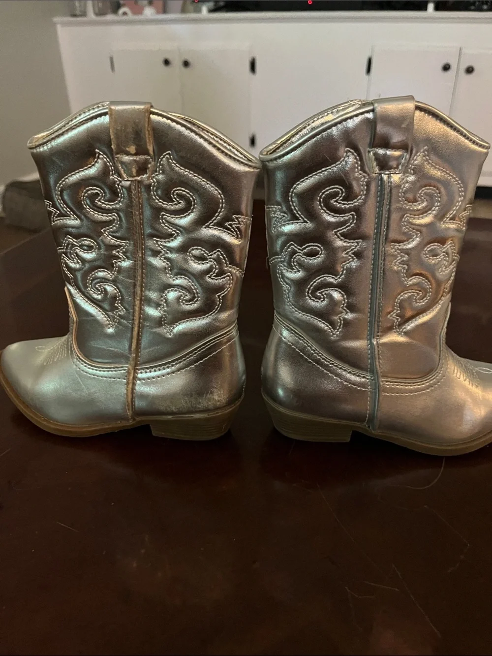 Kids Metallic Silver Cowboy Boots - Stylish Western Play Boots